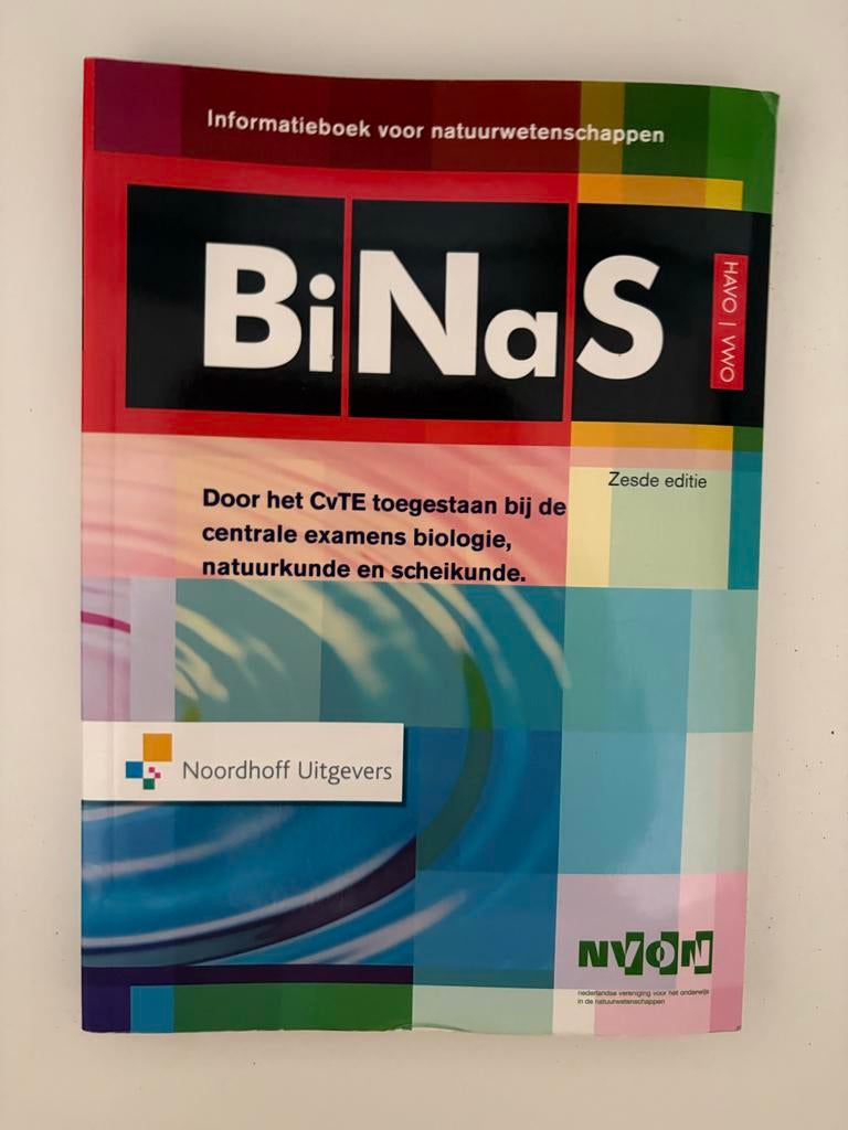 BiNaS zesde editie - Informatieboek natuurwetenschappen, Boeken, Ophalen of Verzenden, Beta, Gelezen, MBO