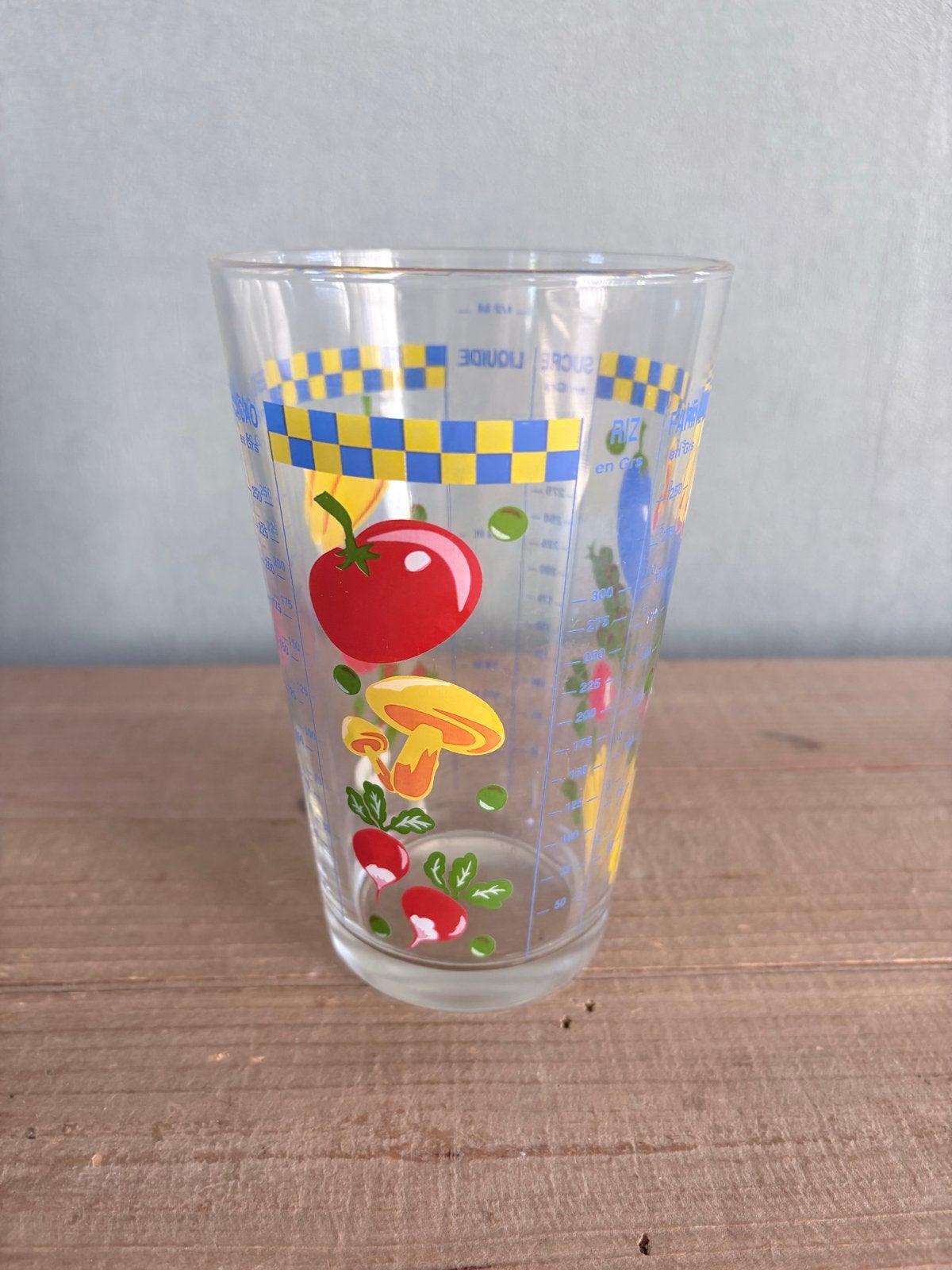 Vintage Maatbeker Glas met Groenten en Fruit Decor, Ophalen of Verzenden, Meerkleurig, Overige merken, Glas