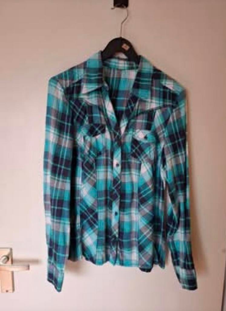 Leuke groene geruite blouse, Maat 38/40 (M), Ophalen of Verzenden, Onbekend, Gedragen