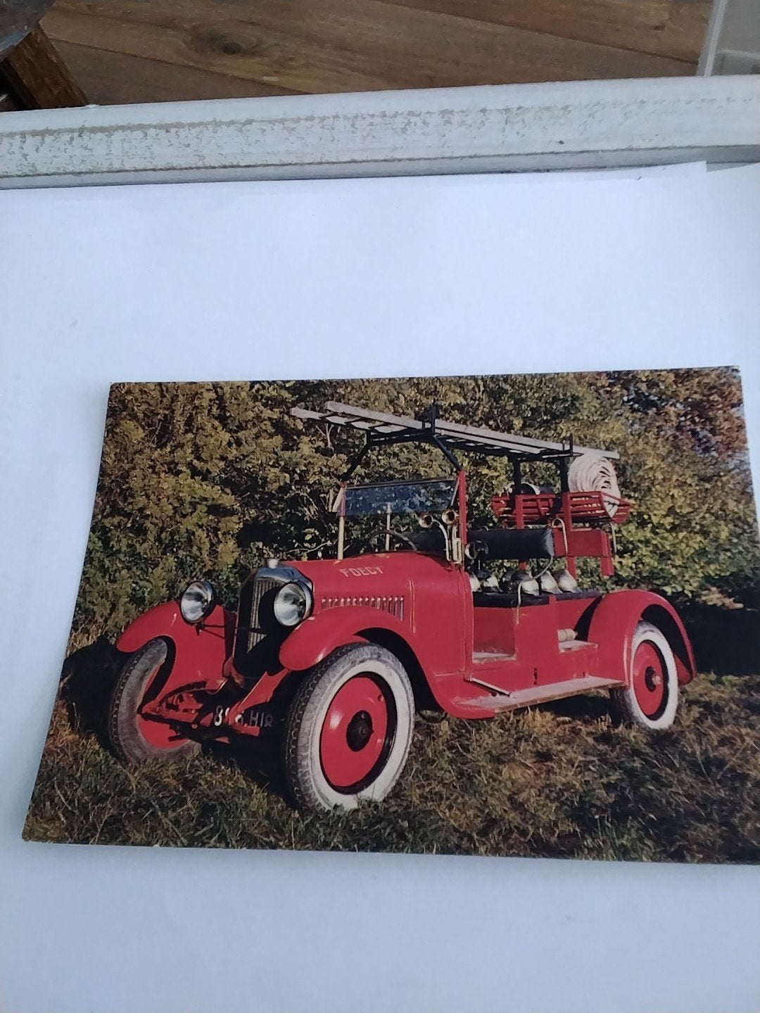 Oude Ansichtkaart: Rode Brandweerwagen (De Dion Bouton 1924), Ophalen of Verzenden