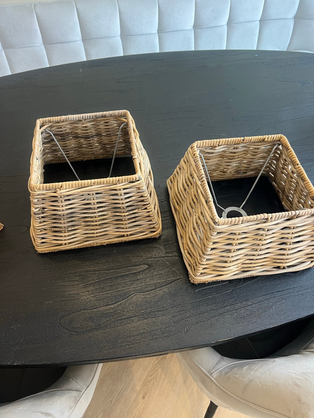 Set van 2 rotan lampenkappen - vierkant, Ophalen, Natuurlijk materiaal, Vierkant, Zo goed als nieuw