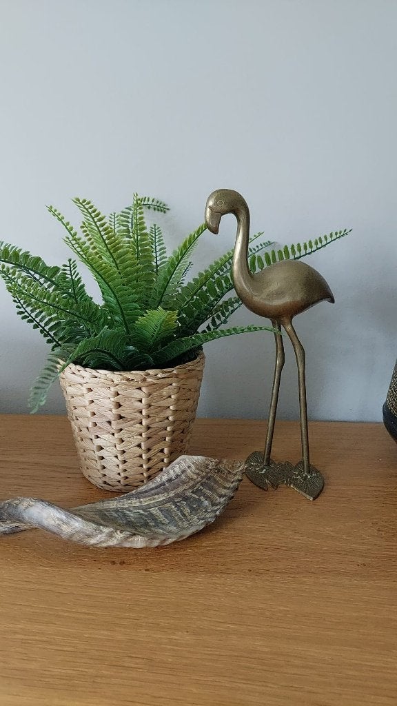 Messing flamingo beeld 29 cm - Nederland, 1960 - vintage, Ophalen of Verzenden, Gebruikt, Dier