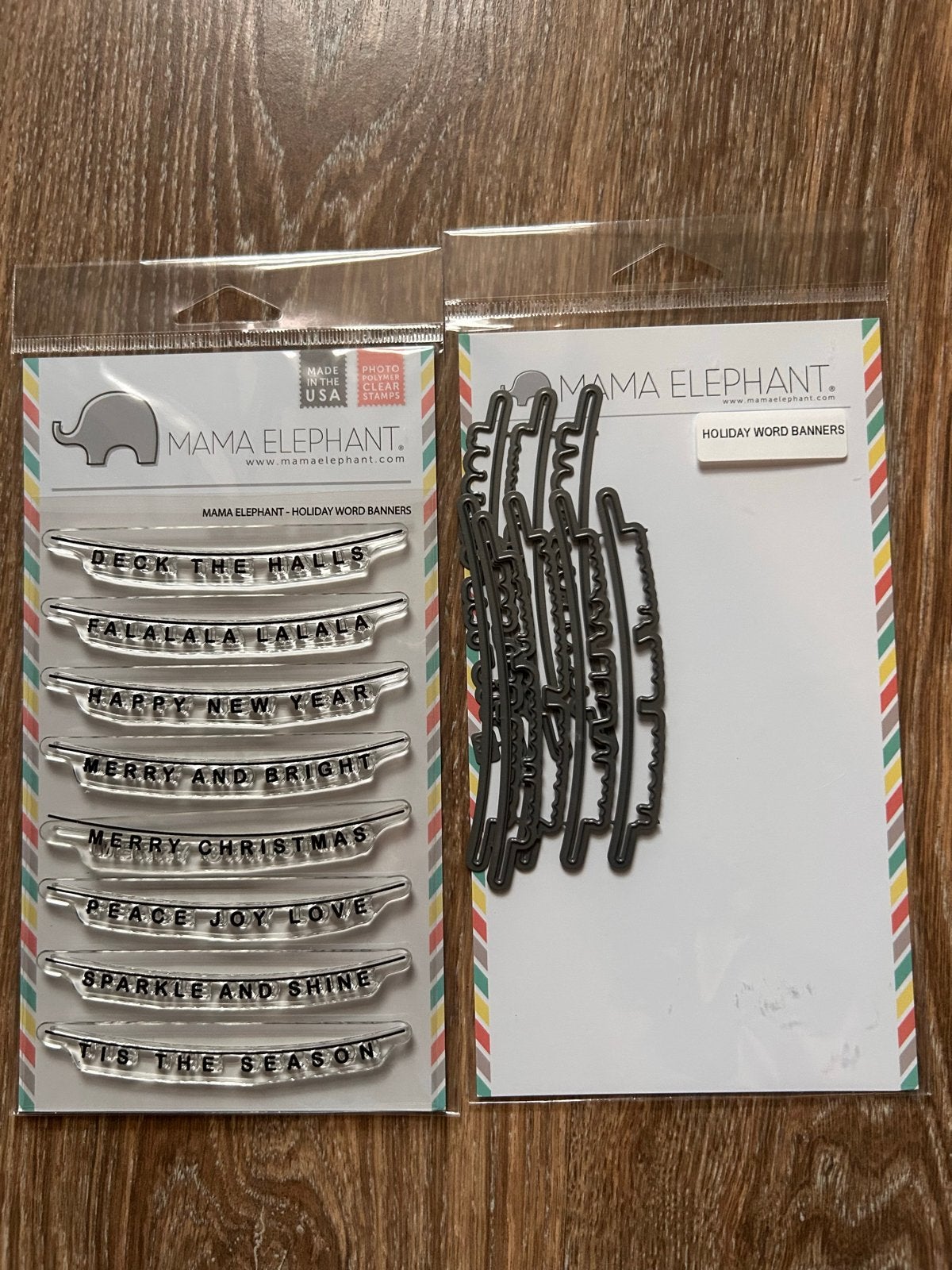 Mama Elephant Holiday Word Banners stempels en dies, Ophalen of Verzenden, Zo goed als nieuw, Clearstamp