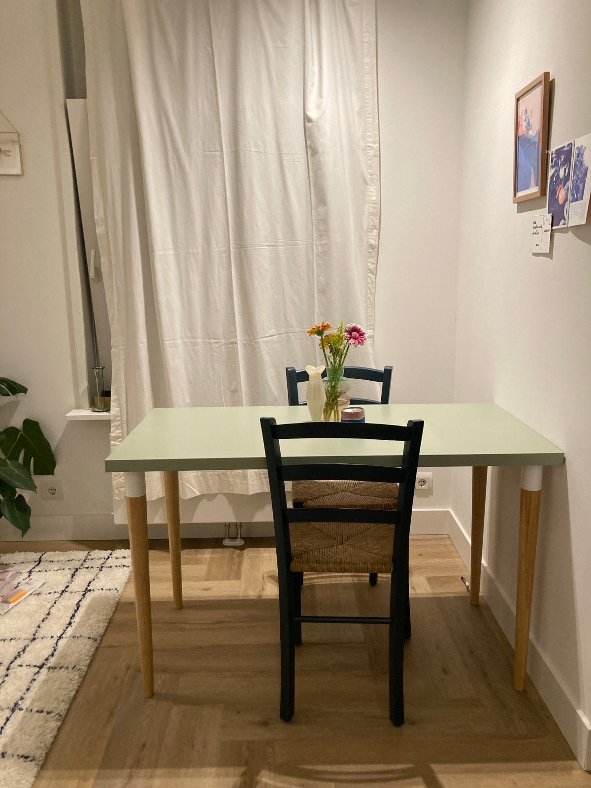 120x60 lichtgroene tafel, Ophalen, Gebruikt, 100 tot 150 cm, Tot twee personen