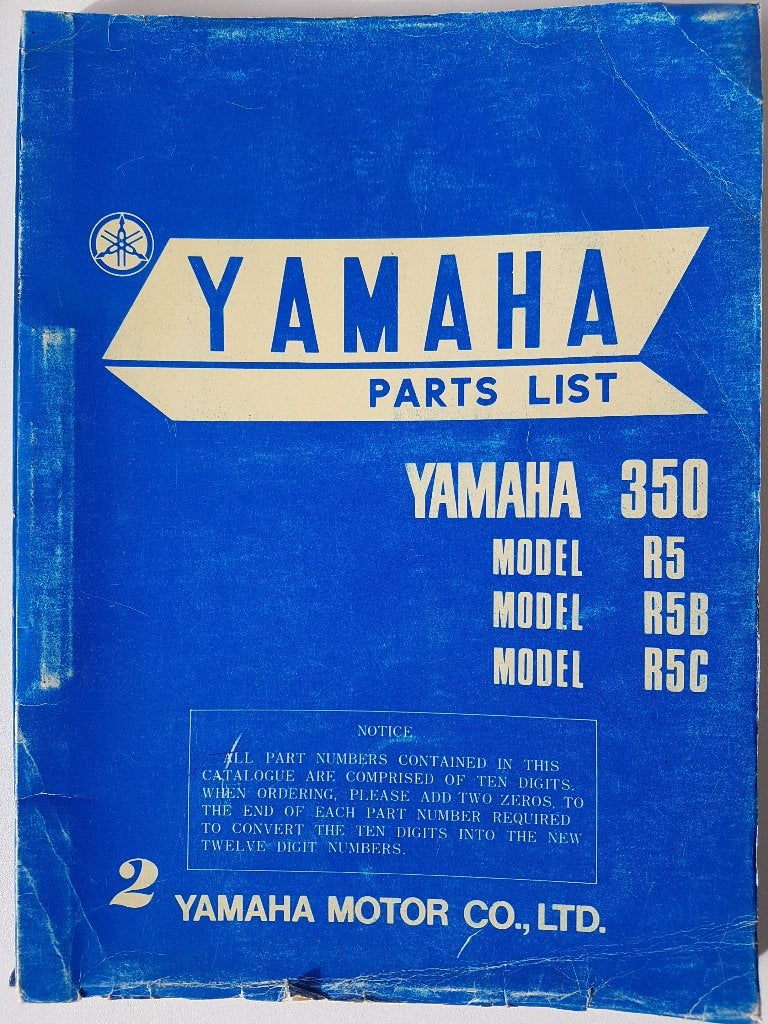 Yamaha R5 (1970-'71-'72) parts list, Ophalen of Verzenden, Yamaha