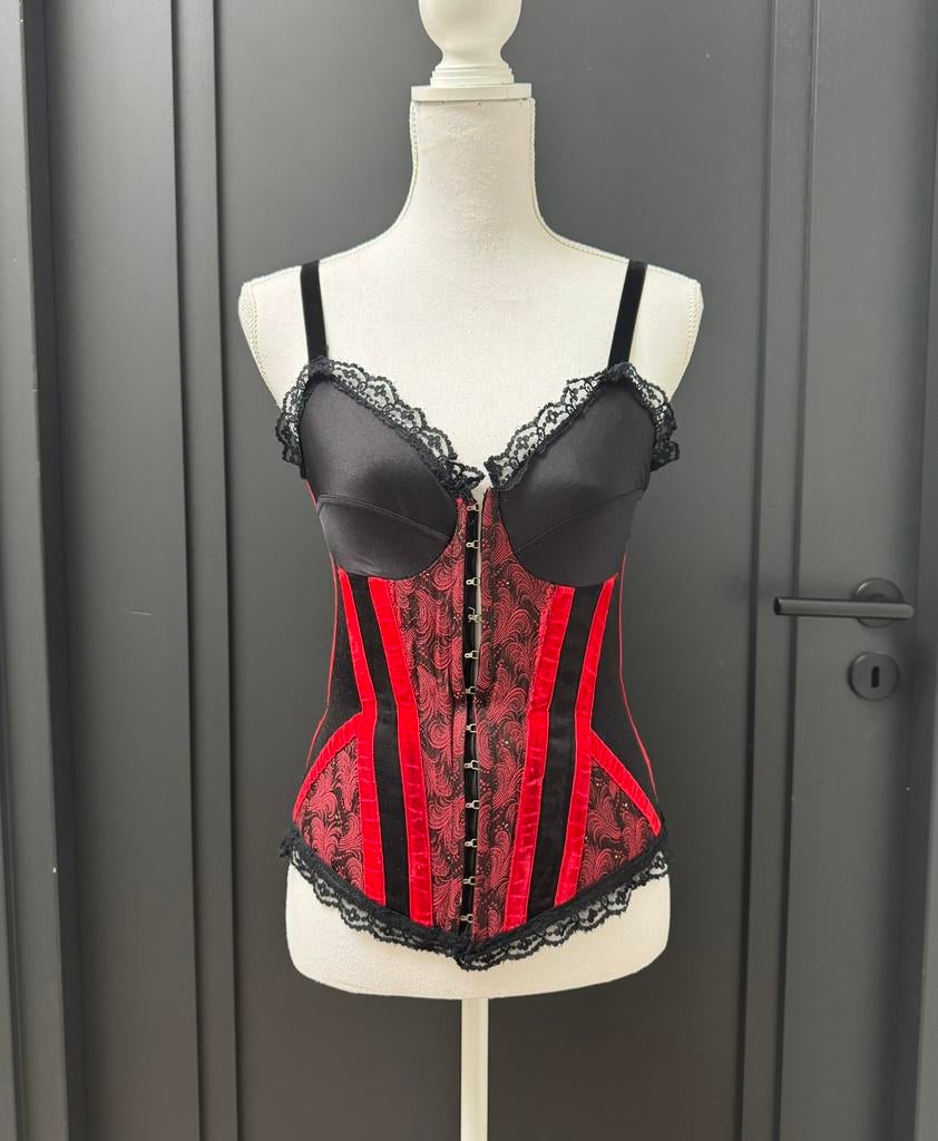 Vintage bustier corset top maat 36 - S, Zwart, Ophalen of Verzenden, Zo goed als nieuw, Maat 36 (S)