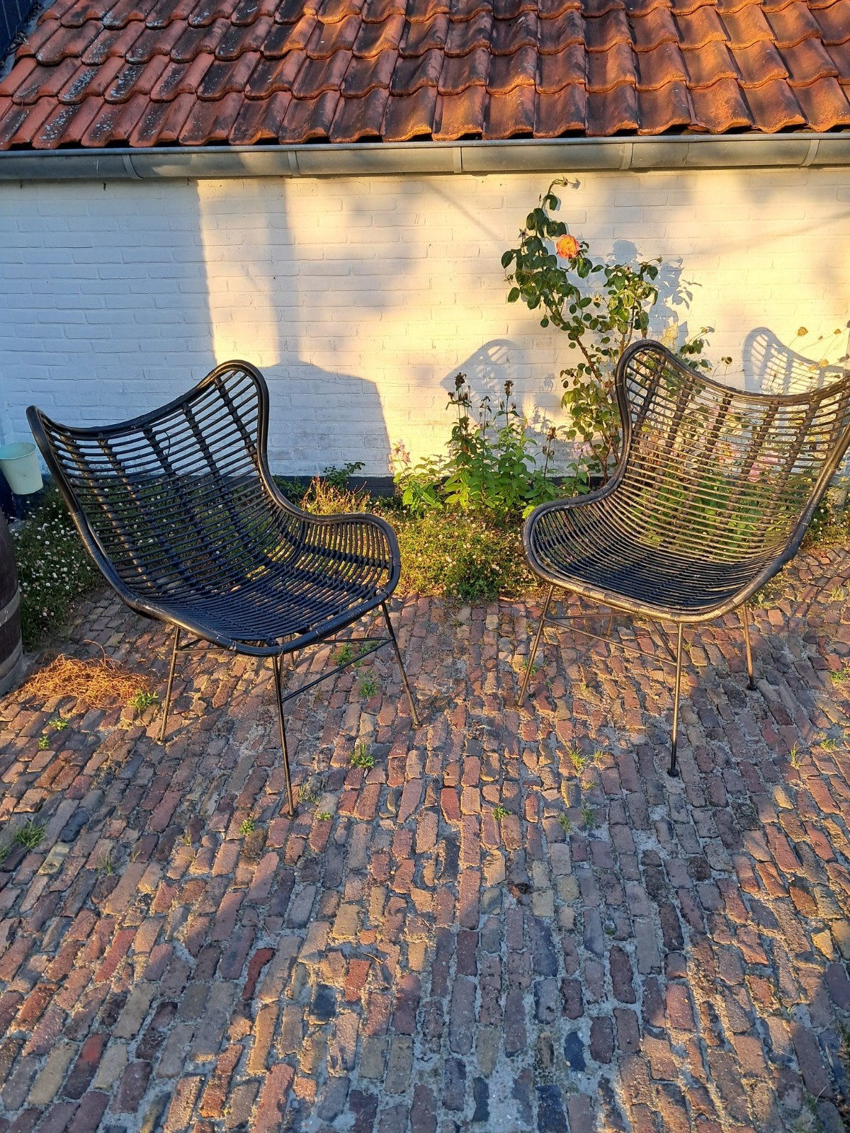 Set van 2 zwarte rotan vlinderstoelen, Huis en Inrichting, Ophalen, Gebruikt, Twee, Modern, Bohemian