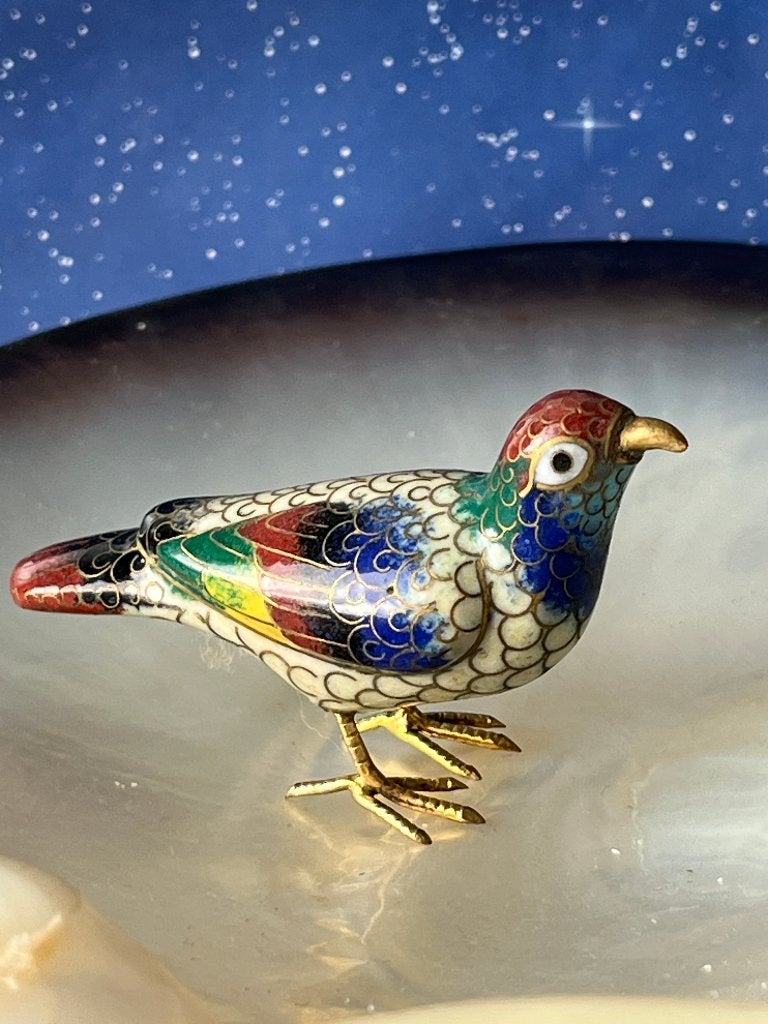 Cloisonne miniatuur vogel beeldje, Antiek en Kunst, Ophalen of Verzenden
