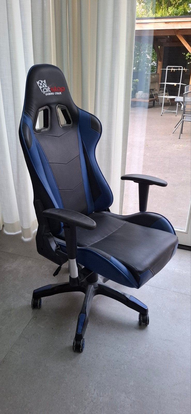 PitStop Gaming Chair - Zwart/Blauw Bureaustoel, Huis en Inrichting, Ophalen, Gebruikt, Zwart, Gaming bureaustoel