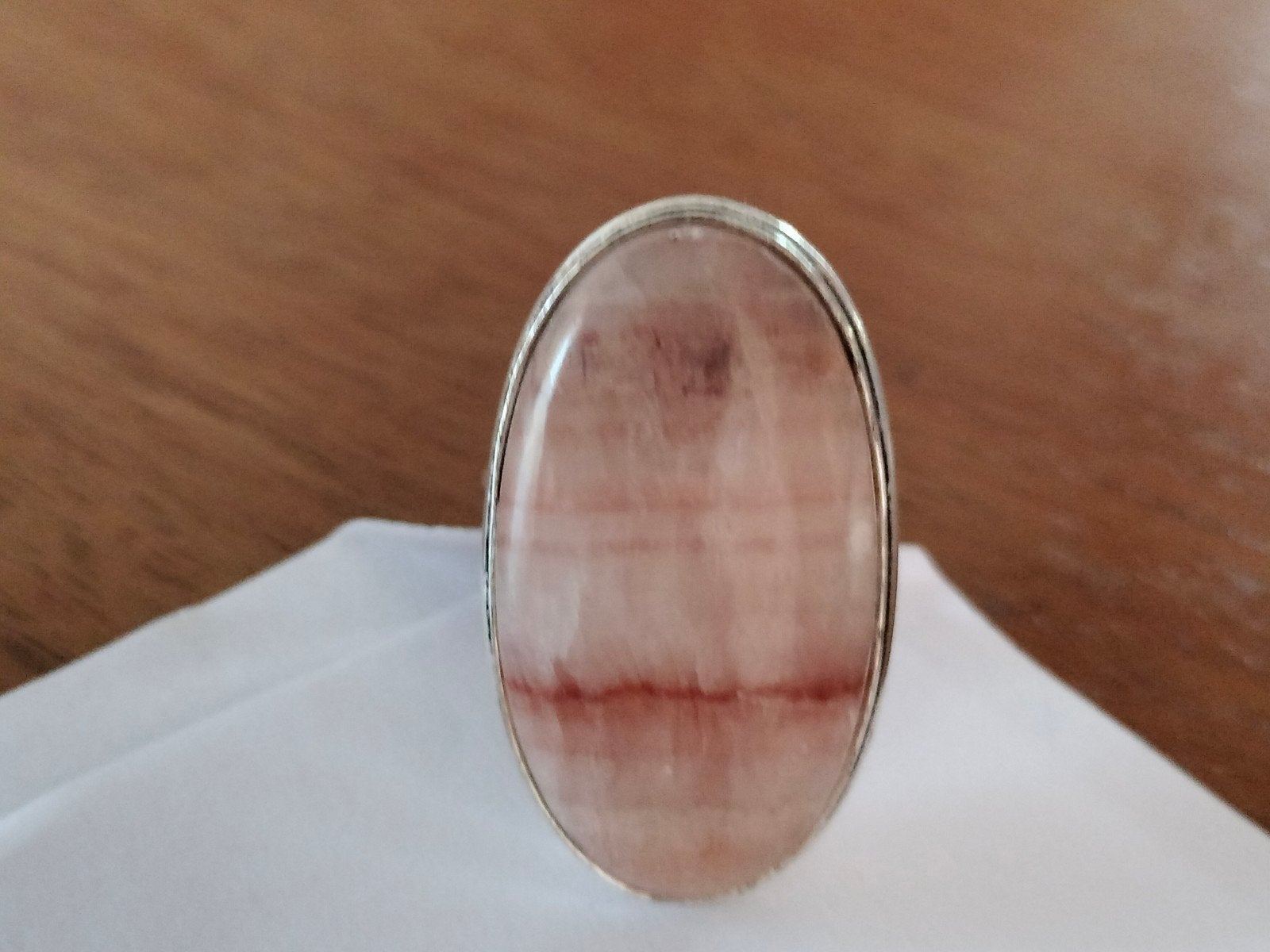 Zilveren ring met rhodochrosiet maat 22, Overige kleuren, 20 of groter, Verzenden, Nieuw