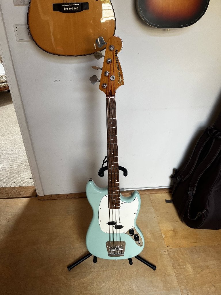 Squier CV 60s Mustang basgitaar Surf Green, Ophalen, Zo goed als nieuw, Elektrisch