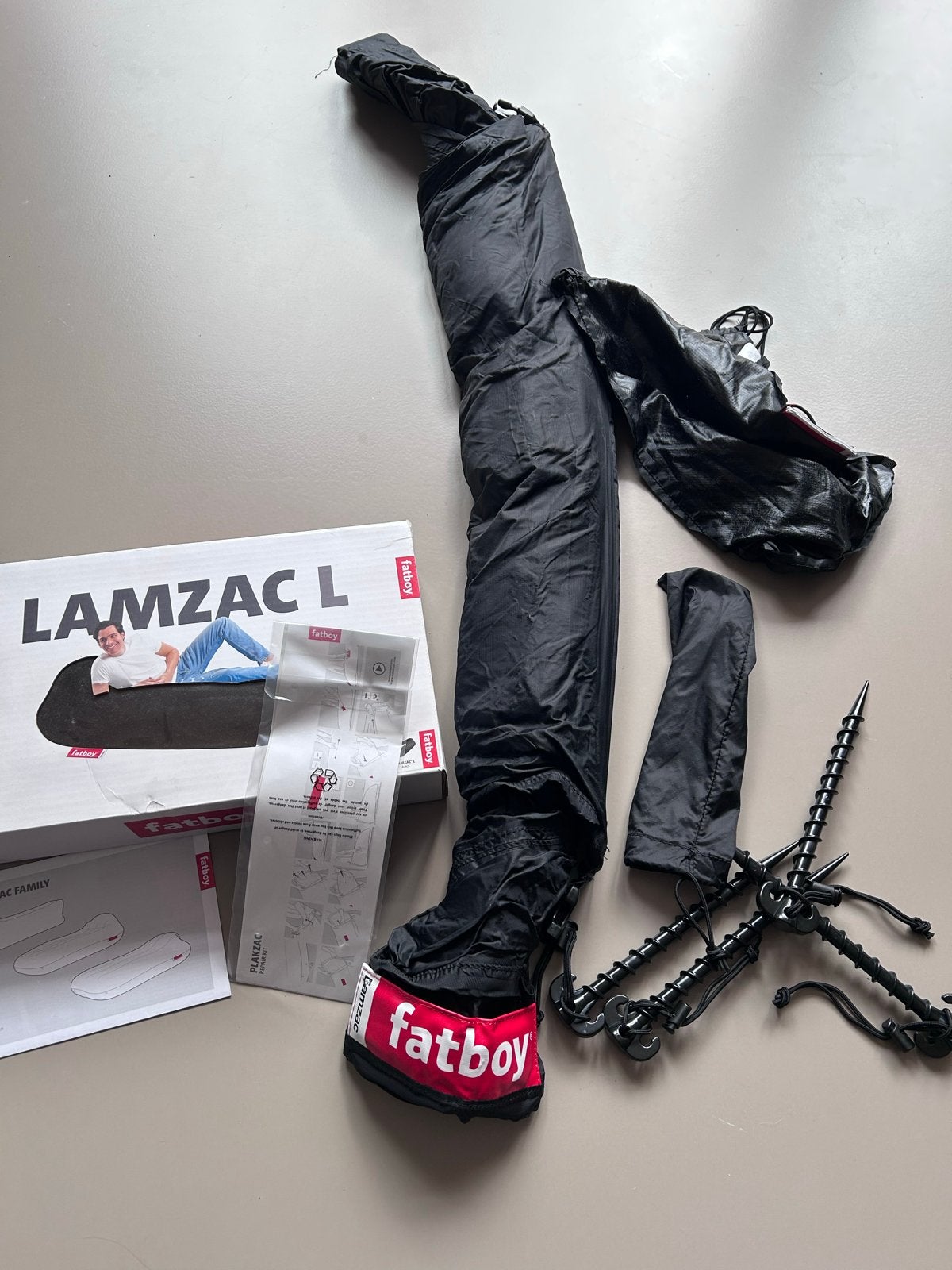 Fatboy Lamzac L Zwart - Opblaasbare Lounger, Ophalen, Gebruikt, Opvouwbaar, Eenpersoons