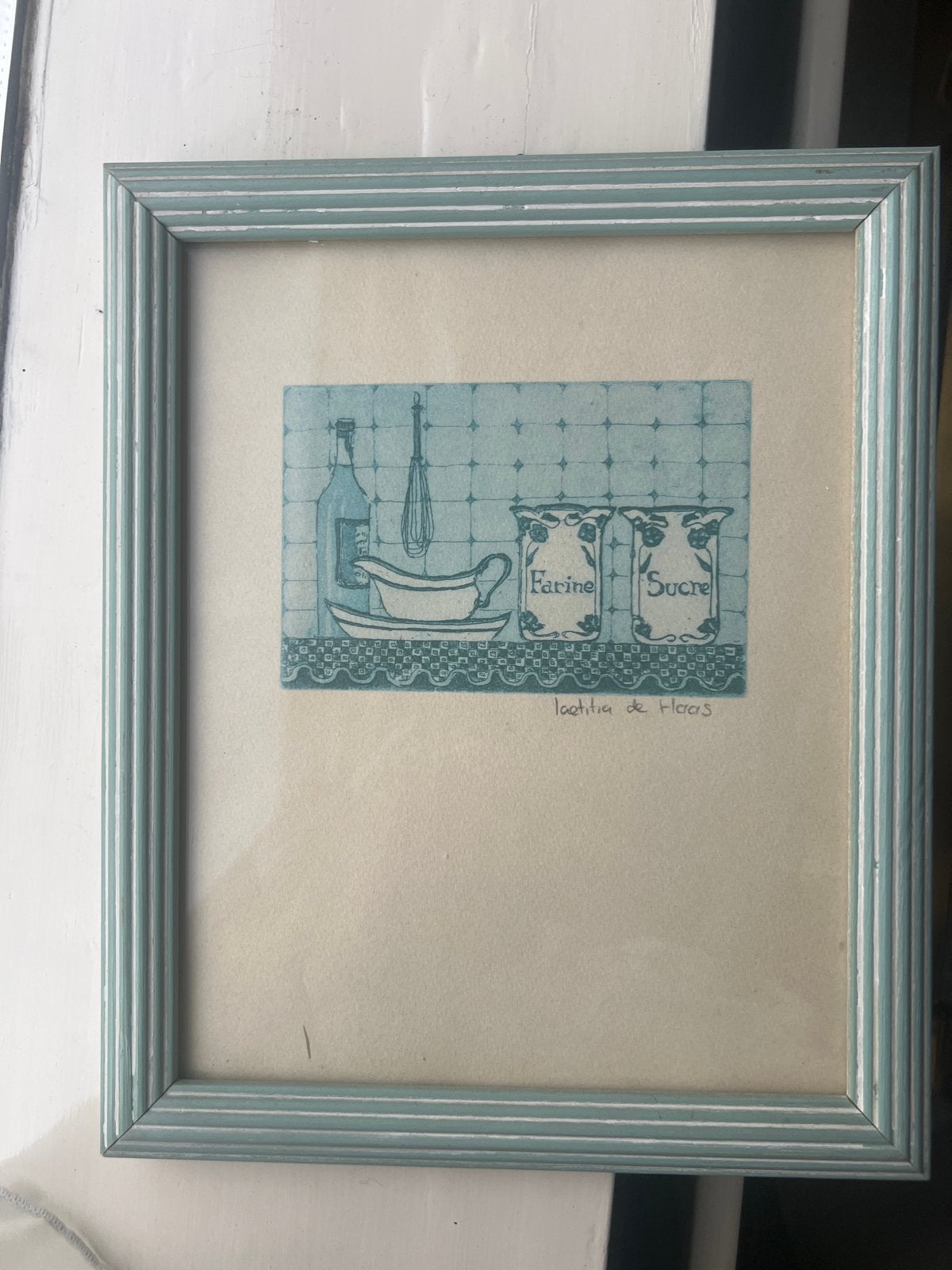 Vintage Keukenprint "Farine Sucre" Laetitia de Haas, Ophalen of Verzenden, Gebruikt, Print, Oorspronkelijke maker