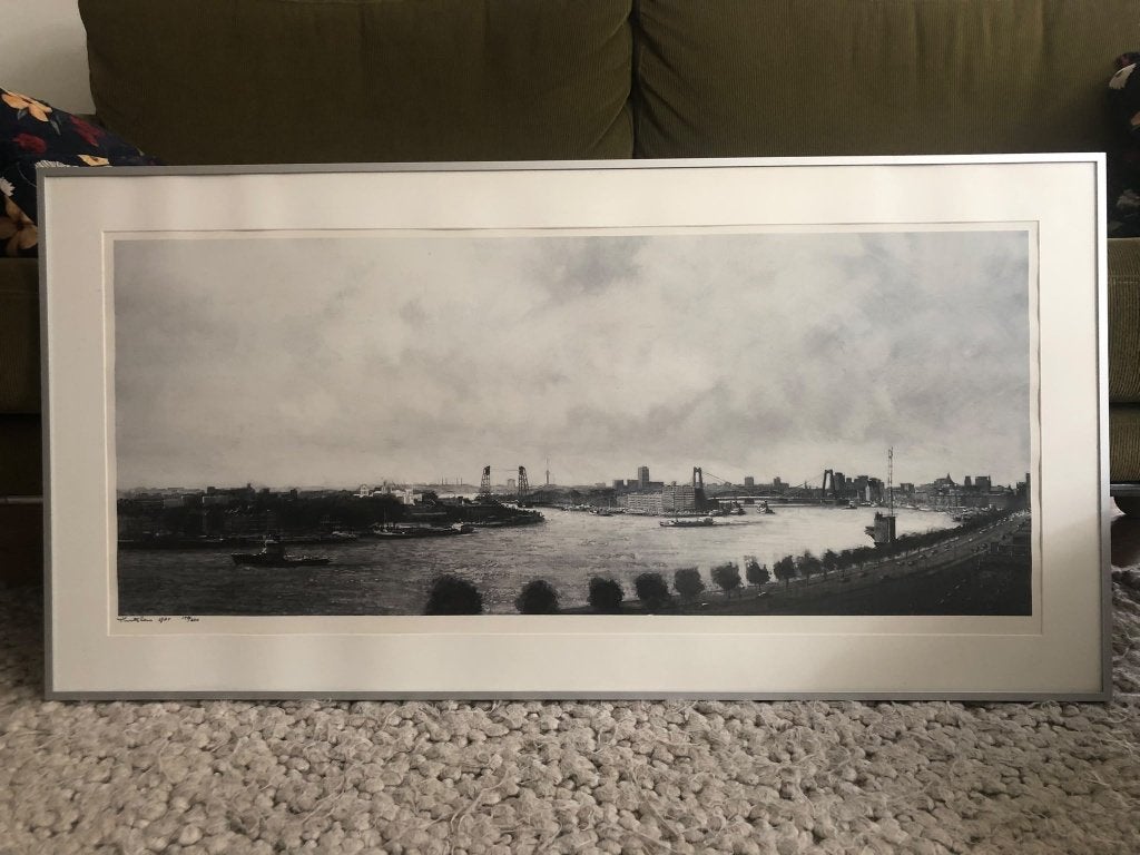 Litho Vaartweg I, kunstenaar Hans van der Plas, Gelimiteerde oplage, Ophalen of Verzenden, Landschappen, Lithografie