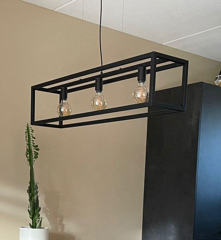 Industriële hanglamp metaal - Zwart, Ophalen of Verzenden, Zo goed als nieuw, Metaal, Minder dan 50 cm