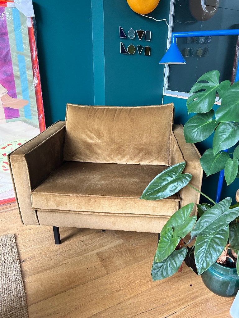 BePure Home fauteuil velvet, Ophalen, Zo goed als nieuw, 75 tot 100 cm, 100 tot 125 cm
