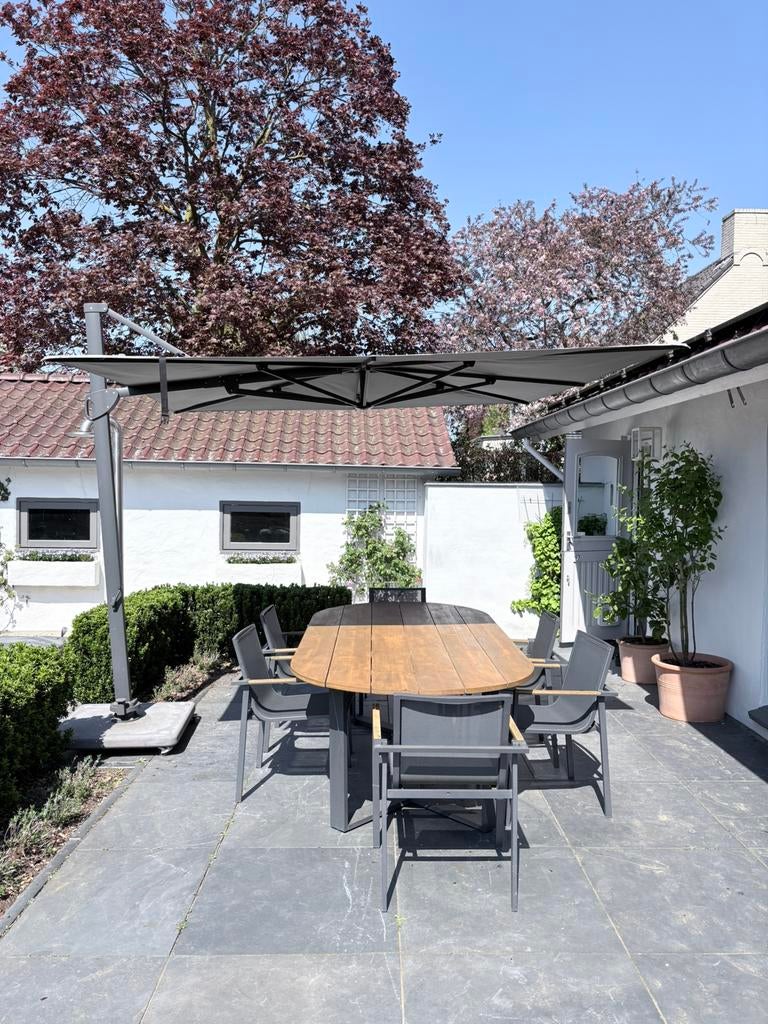 Borek Max en Luuk Zwevende parasol 3x3m, Tuin en Terras, Parasols, Ophalen, Zo goed als nieuw