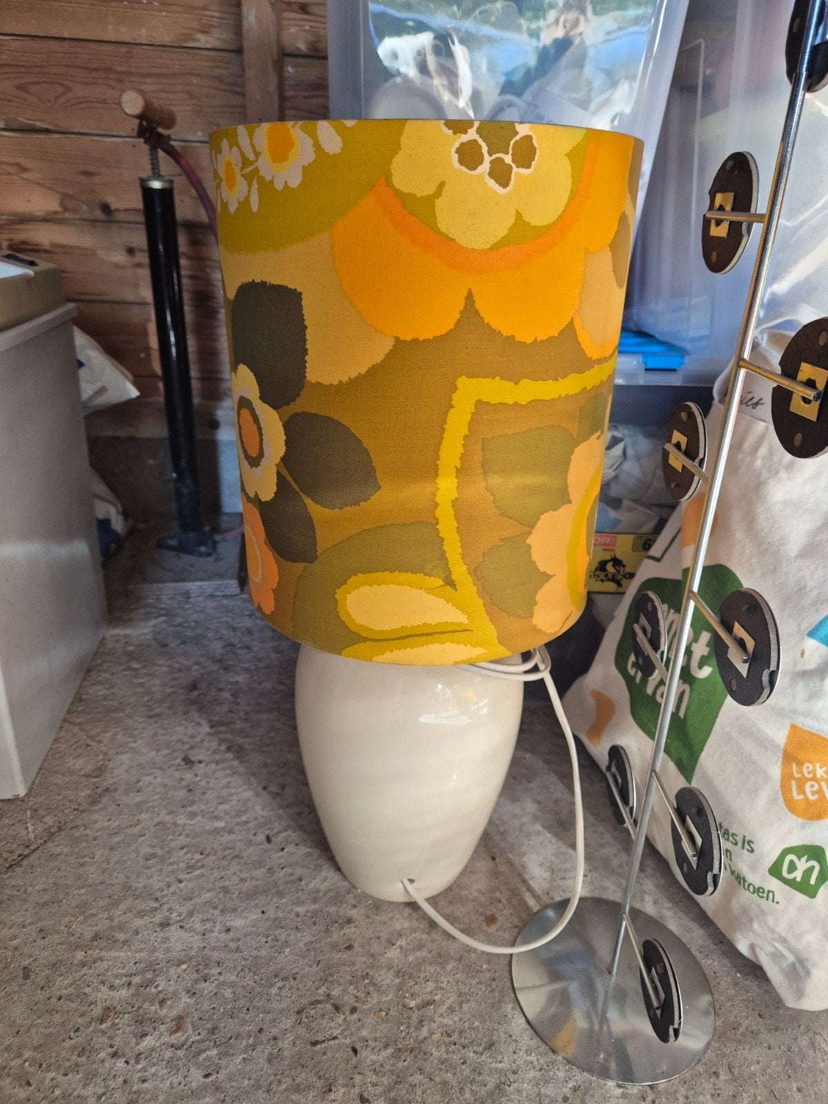 Retro Jaren '70 Lamp met Bloemenprint Kap, Ophalen