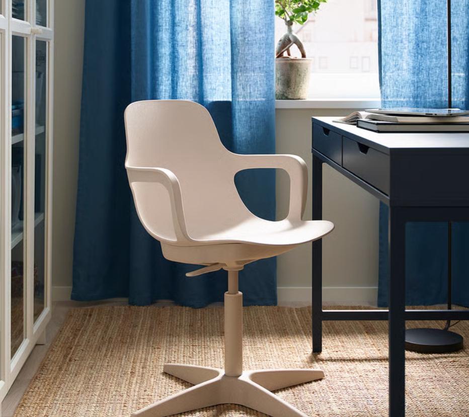 IKEA ODGER Bureaustoel - Beige, Zo goed als nieuw, Ophalen, Beige, Zo goed als nieuw, Bureaustoel