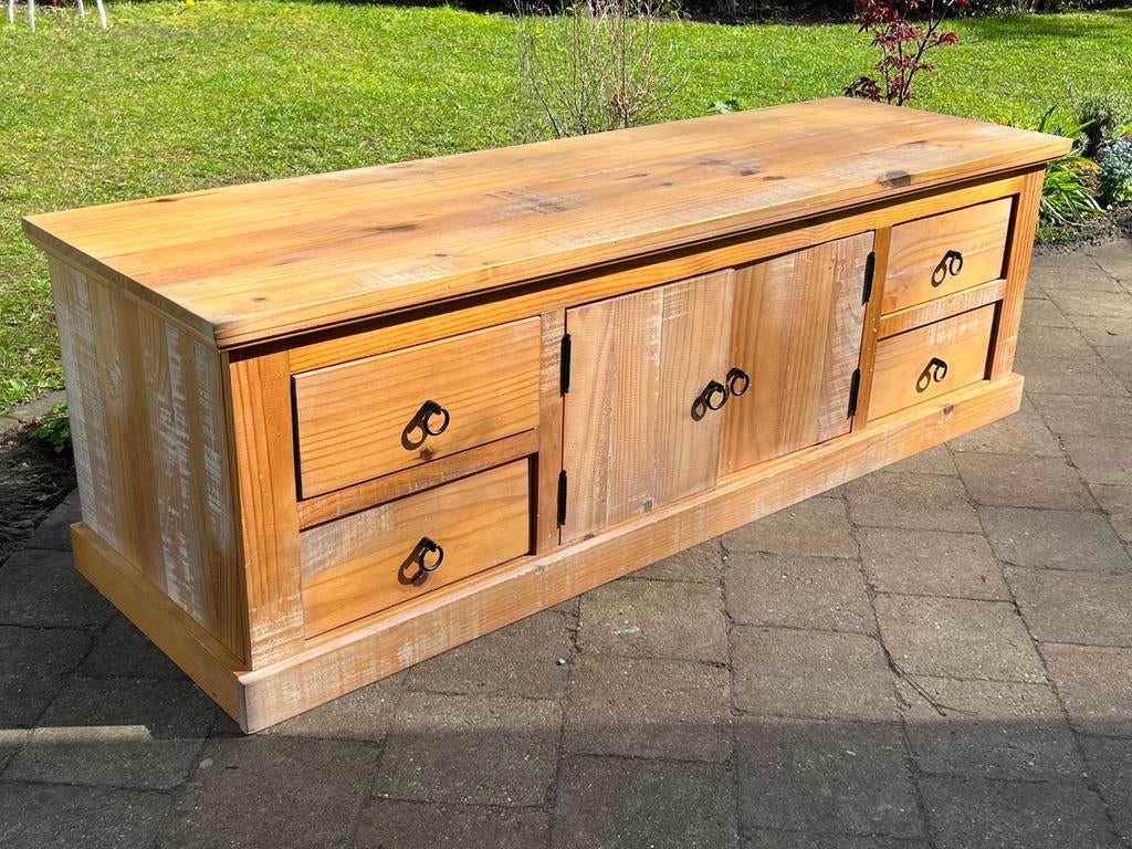 tv meubel massief hout, Ophalen, Zo goed als nieuw, 25 tot 50 cm, Minder dan 100 cm