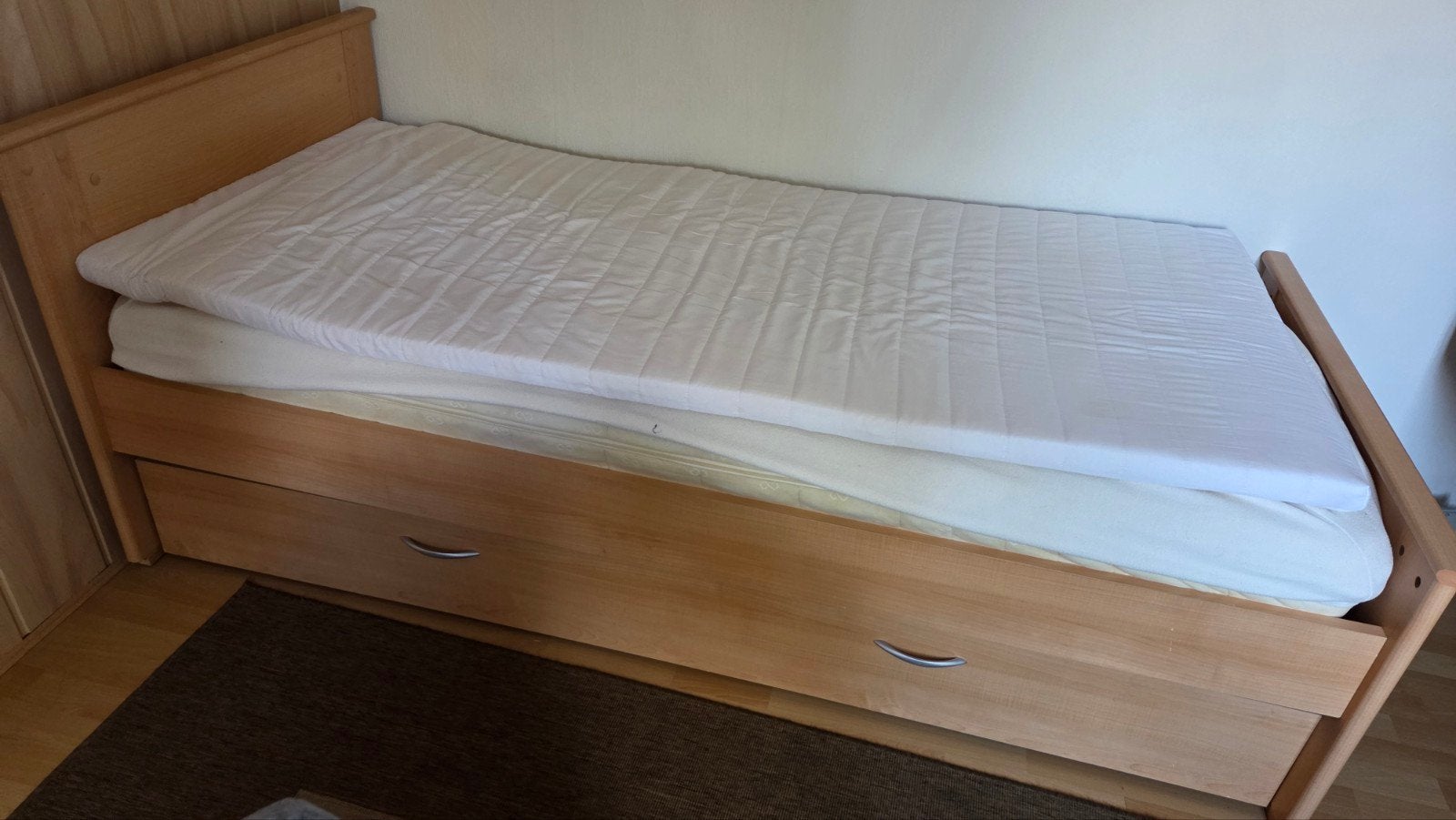 Eenpersoonsbed met lades en matras, Ophalen, Gebruikt, 90 cm, Eenpersoons