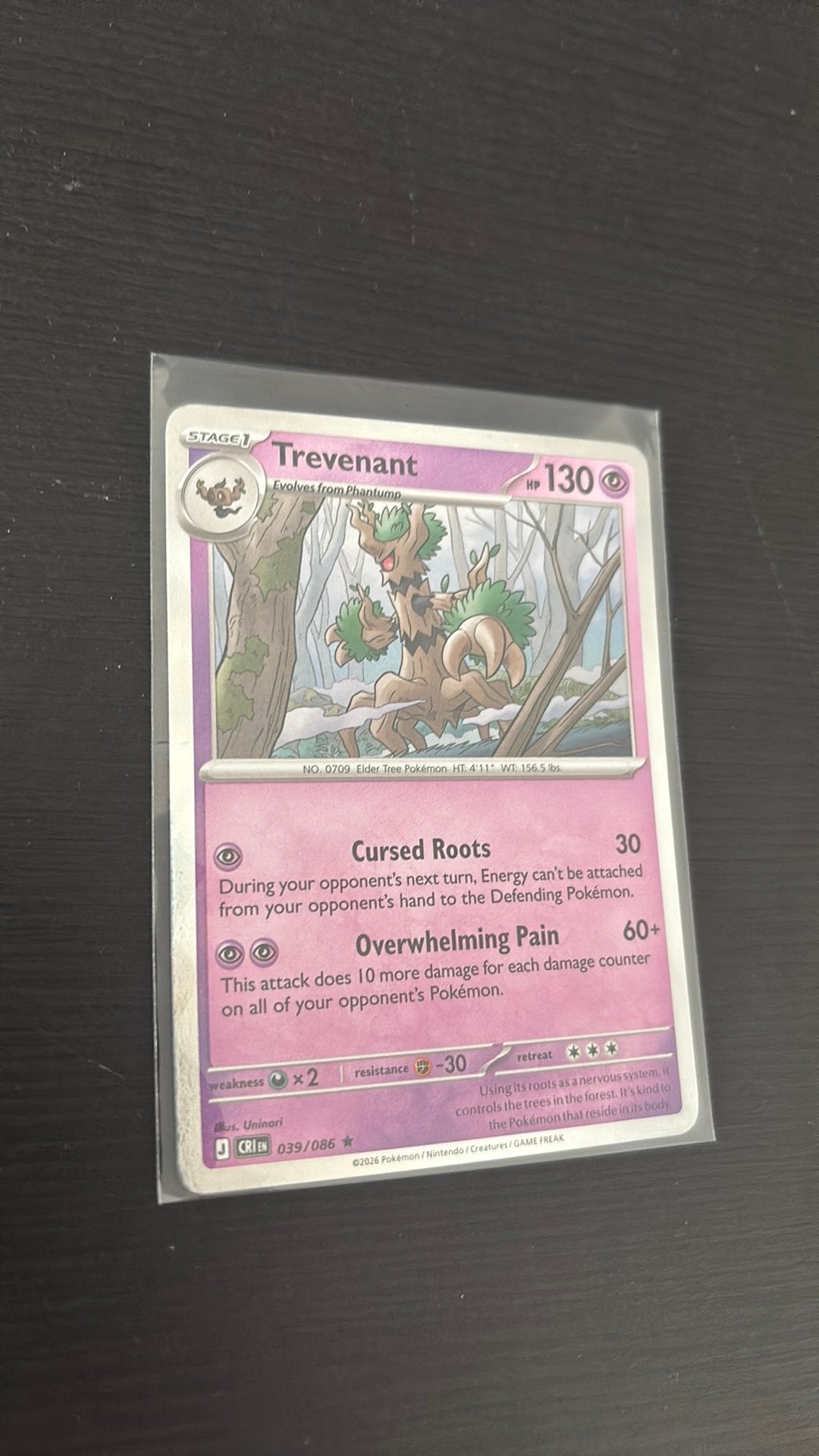 Trevenant holo 039/086 Pokémon Chaos Rising, Ophalen of Verzenden, Zo goed als nieuw