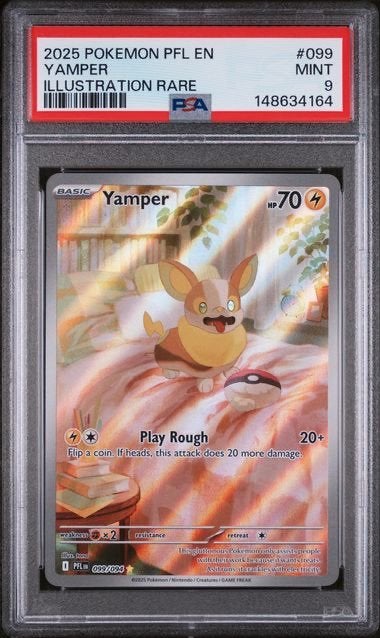 Yamper Gallery Art 099/094 Phantasmal Flames PSA 9 Pokémon, Ophalen of Verzenden, Nieuw, Losse kaart