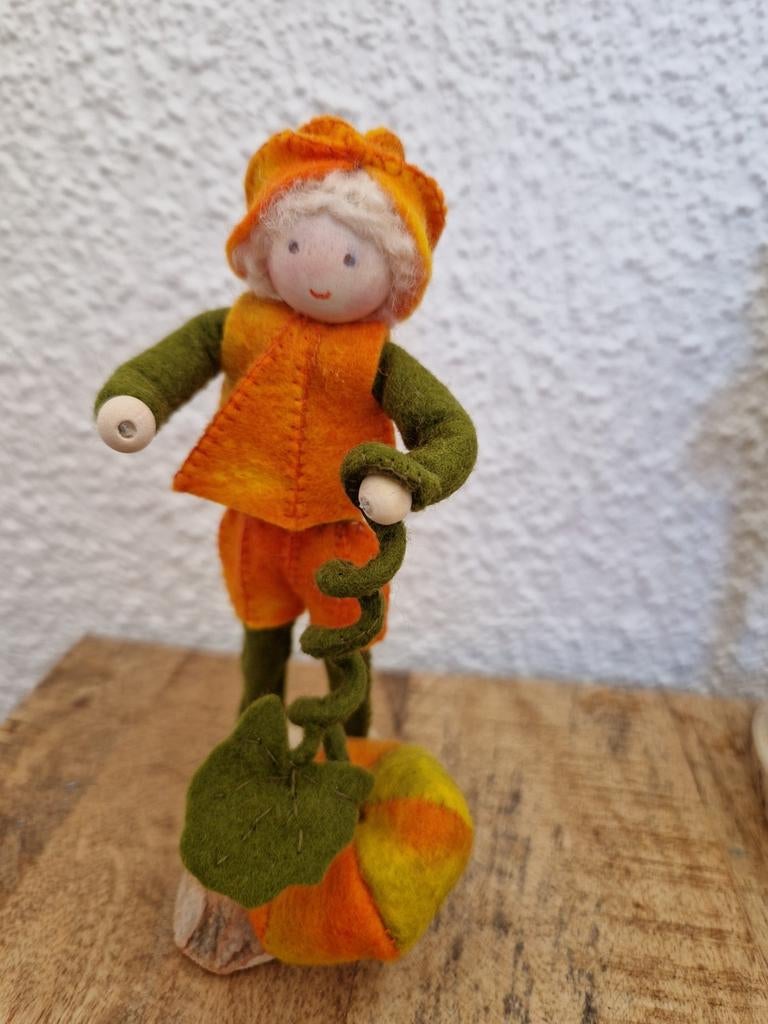 Voor de Seizoenstafel ,Pompoenkindje van Wolvilt, Ophalen of Verzenden, Nieuw, Figuurtje(s), Wolvilt