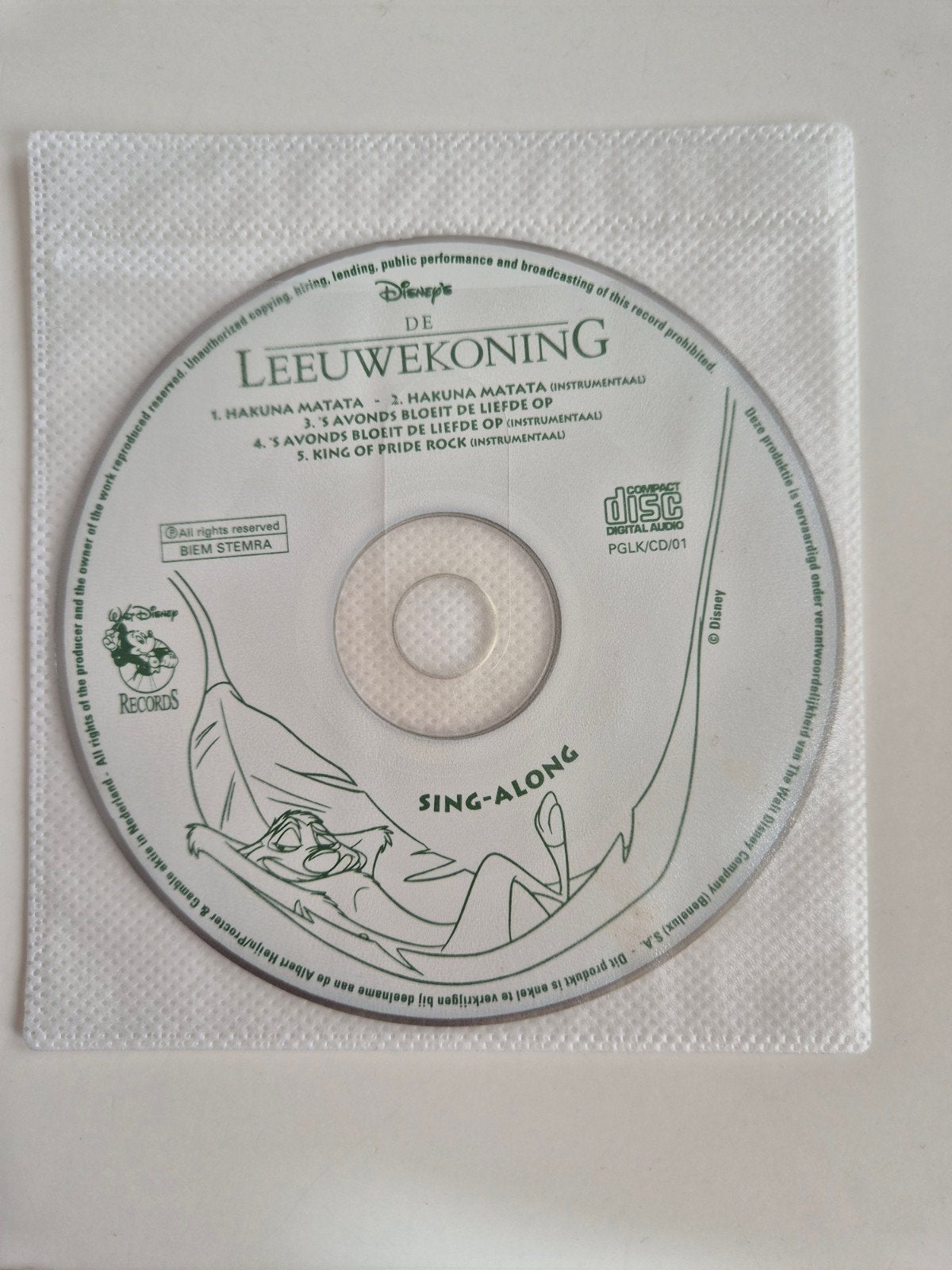 Disney's De Leeuwenkoning Sing-Along CD, Ophalen of Verzenden, Gebruikt, Muziek, 6 tot 9 jaar