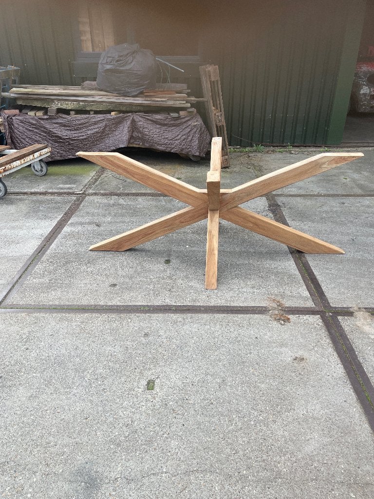 Teak Matrixpoten spinpoten  en bijzondere poten w-poten, Tafelpoot, Teakhout, Nieuw, 150 tot 200 cm