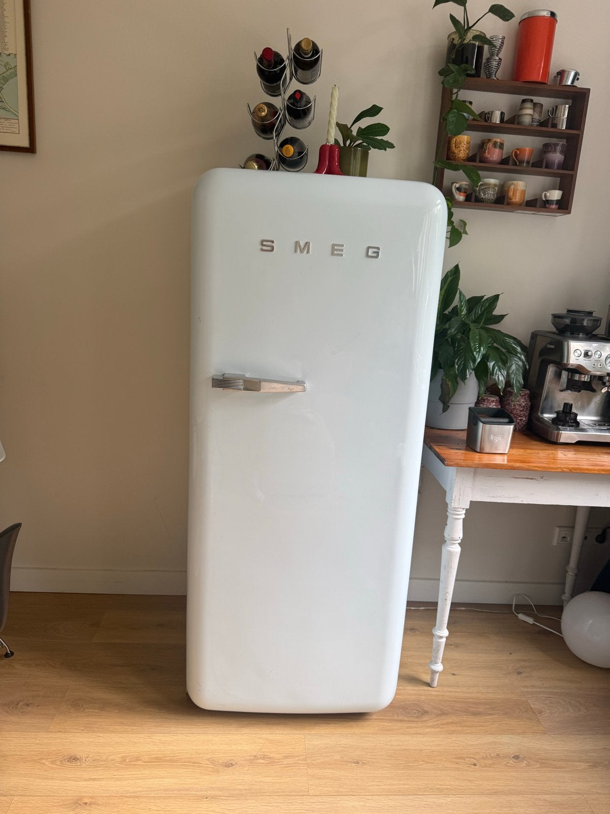 Smeg Koelkast met vriesvak - lichtblauw, Retro Design, Witgoed en Apparatuur, 150 tot 200 liter, Gebruikt, Ophalen of Verzenden