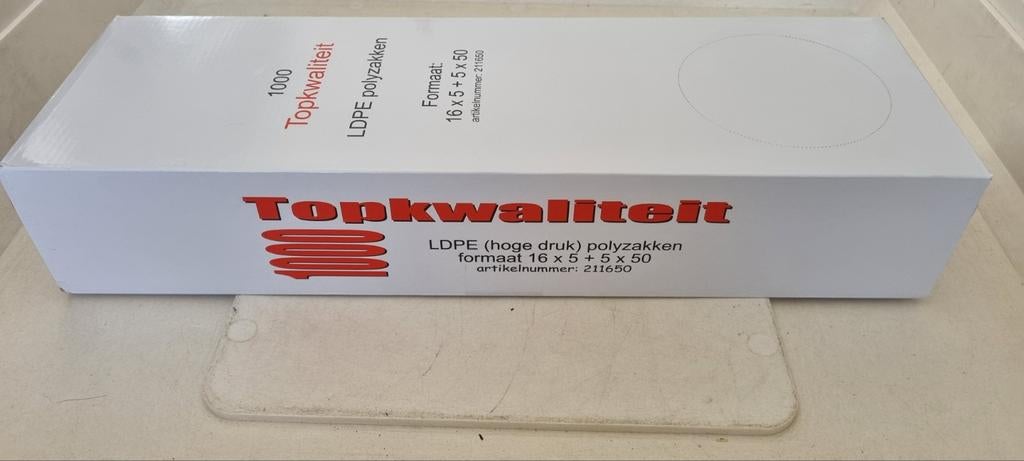 1000 Topkwaliteit LDPE polyzakken 16x5+5x50, Ophalen of Verzenden, Nieuw