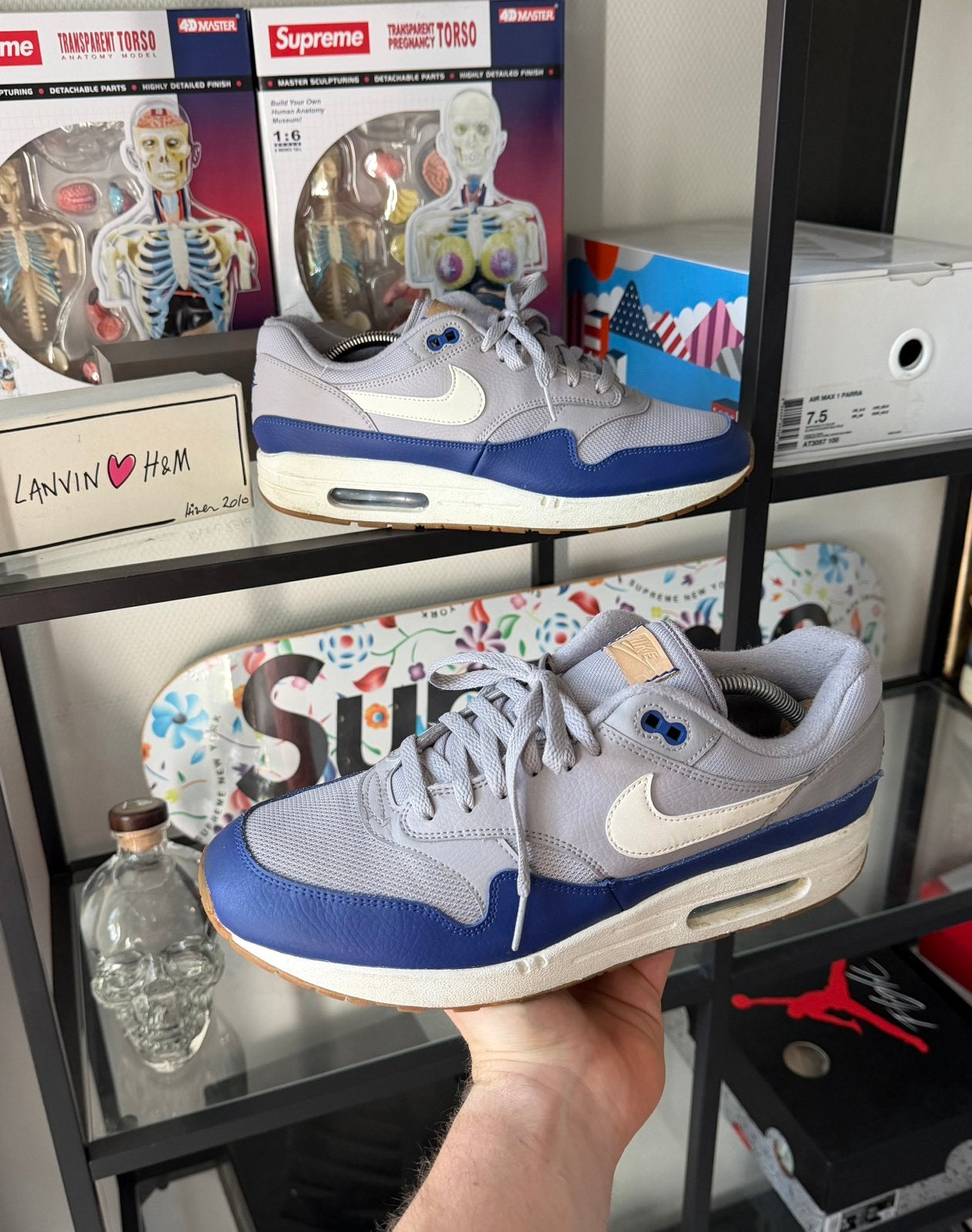 Nike Air Max 1 Atmosphere Grey Blue, Ophalen of Verzenden, Zo goed als nieuw, Blauw
