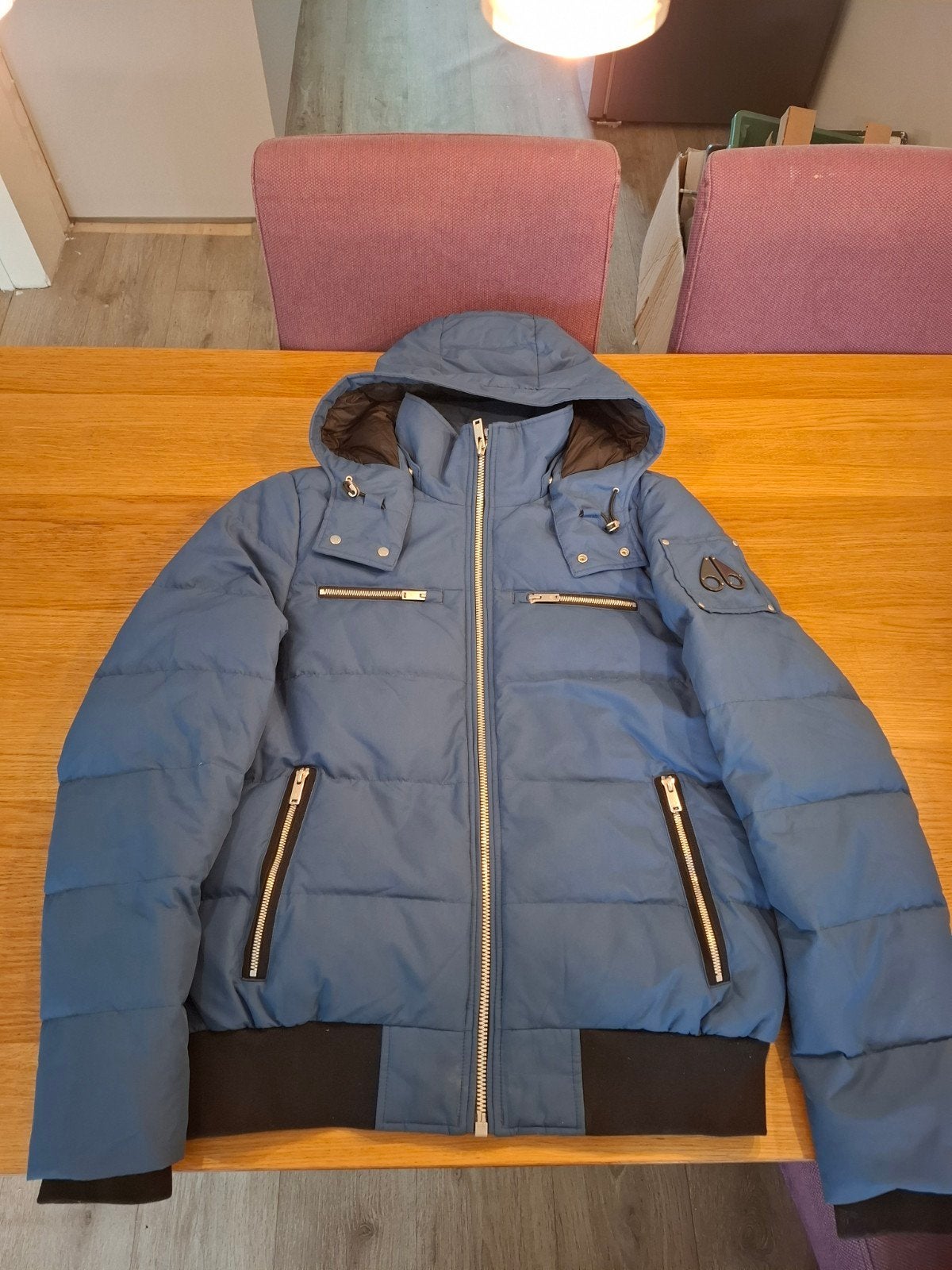 Premium Originele Moose Knuckles Icon in Cloud jas in blauw,, Ophalen of Verzenden, Zo goed als nieuw, Moose Knuckles, Maat 48/50 (M)