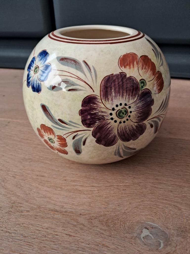 Ter gouw Gouda antieke vaas bol bloemen, Ophalen of Verzenden