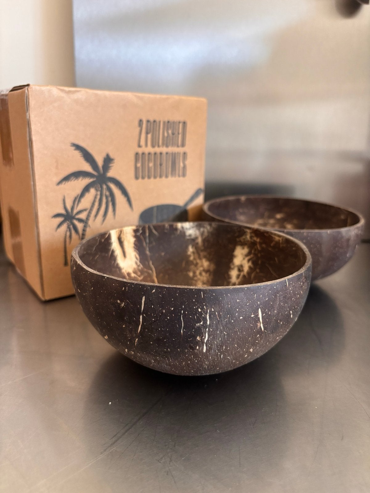 4 Nieuwe Acai Bowls van Kokosnoot met Lepels, Overige typen, Nieuw, Ophalen of Verzenden, Natuurlijk materiaal