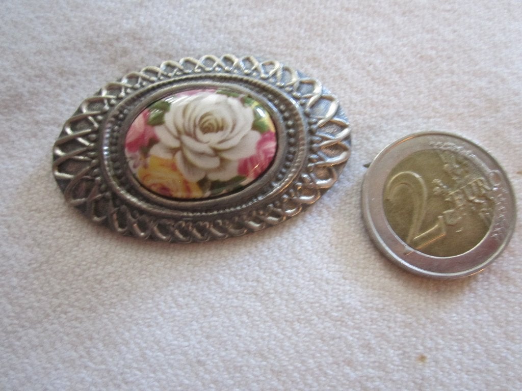 29.  Schitterende oude broche, tin, Ophalen, Overige materialen, Broche