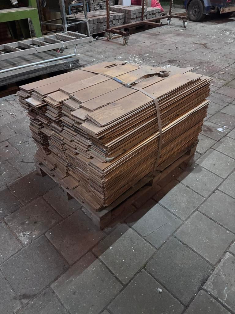 24 m2 massief eiken lamel parket, Gebruikt, 50 tot 150 cm, 10 m² of meer, 10 tot 30 cm