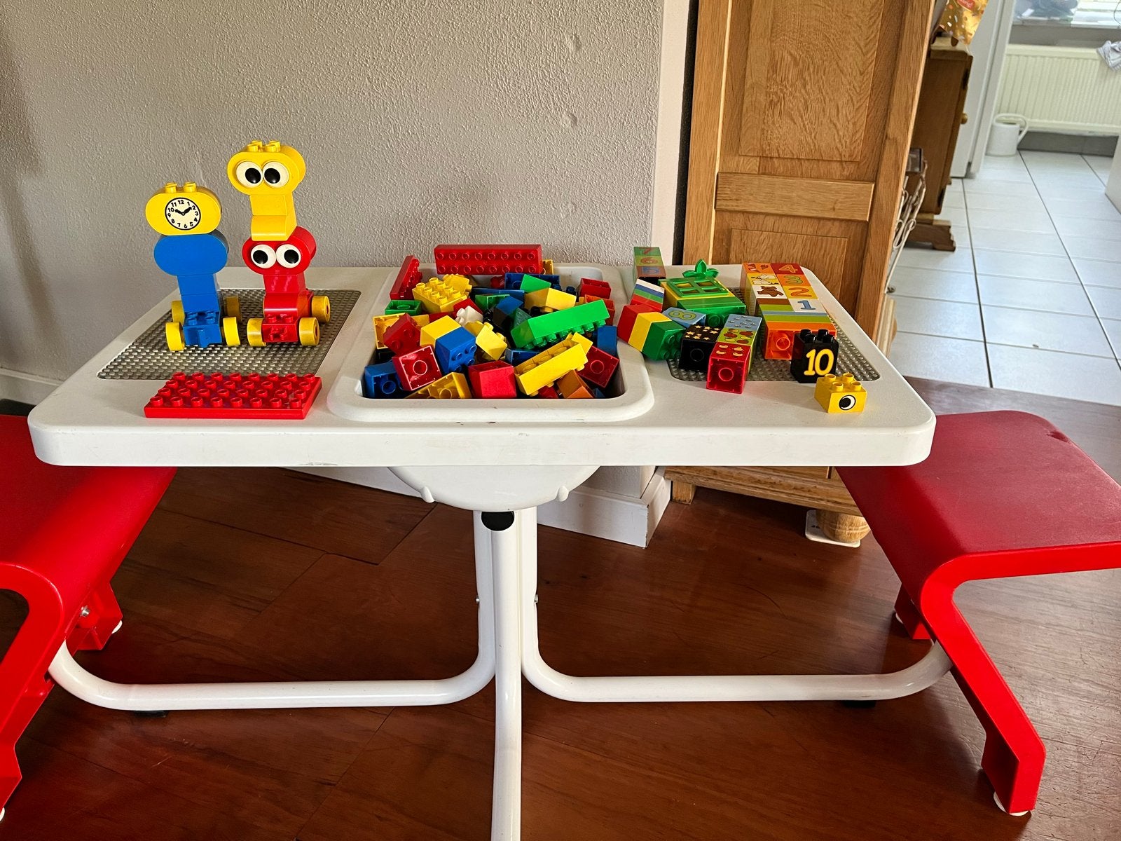 Originele Duplo Lego speeltafel met stoeltjes en blokken, Ophalen, Gebruikt, Duplo, Inclusief accessoires