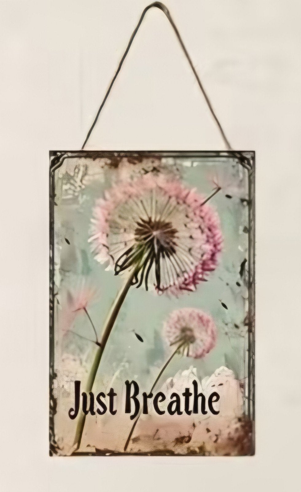 Wanddecoratie 'Just Breathe' met paardebloem, Minder dan 50 cm, Nieuw, Ophalen of Verzenden, Print