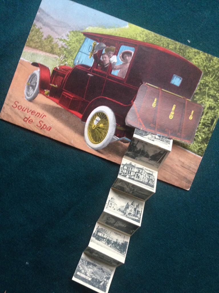 Vooroorlogse fraaie oldtimer auto leporello Souvenir de SPA, Ophalen of Verzenden, 1920 tot 1940, Ongelopen, België en Luxemburg