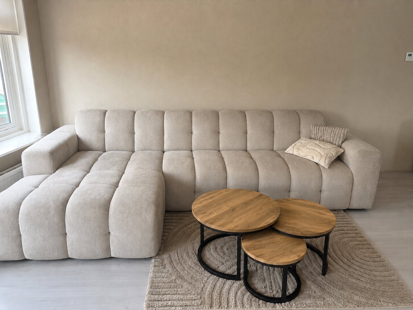 Salontafel Set mangohout, Ophalen, 50 tot 100 cm, Rond, 50 tot 100 cm