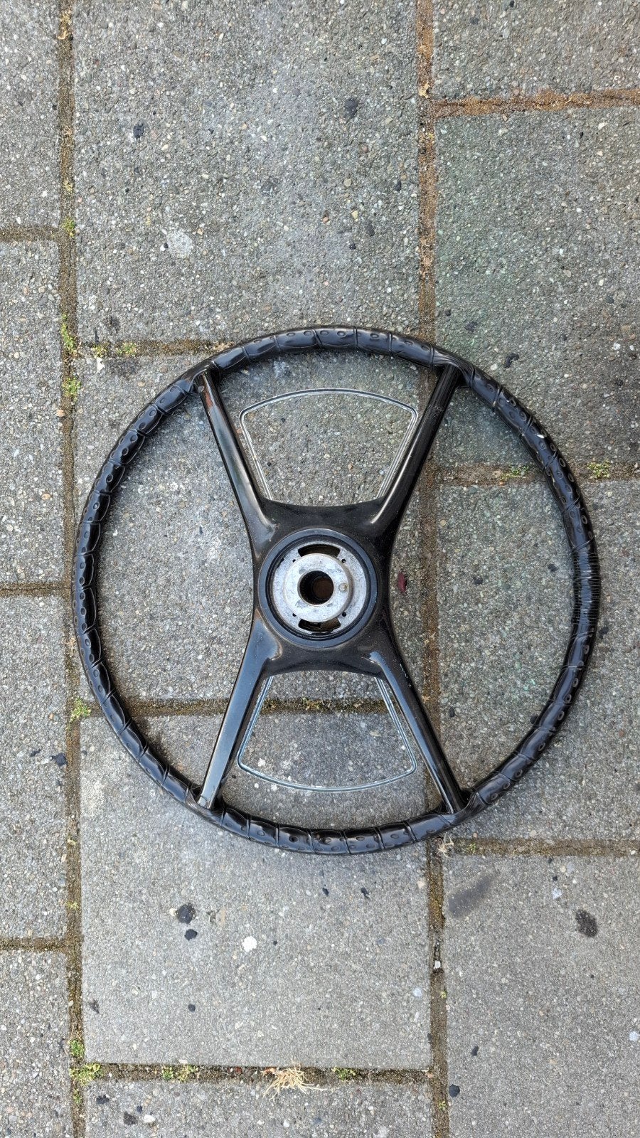 Vintage stuurwiel met logo, mogelijk voor klassieke auto, Auto-onderdelen, Ophalen, Gebruikt, Overige automerken