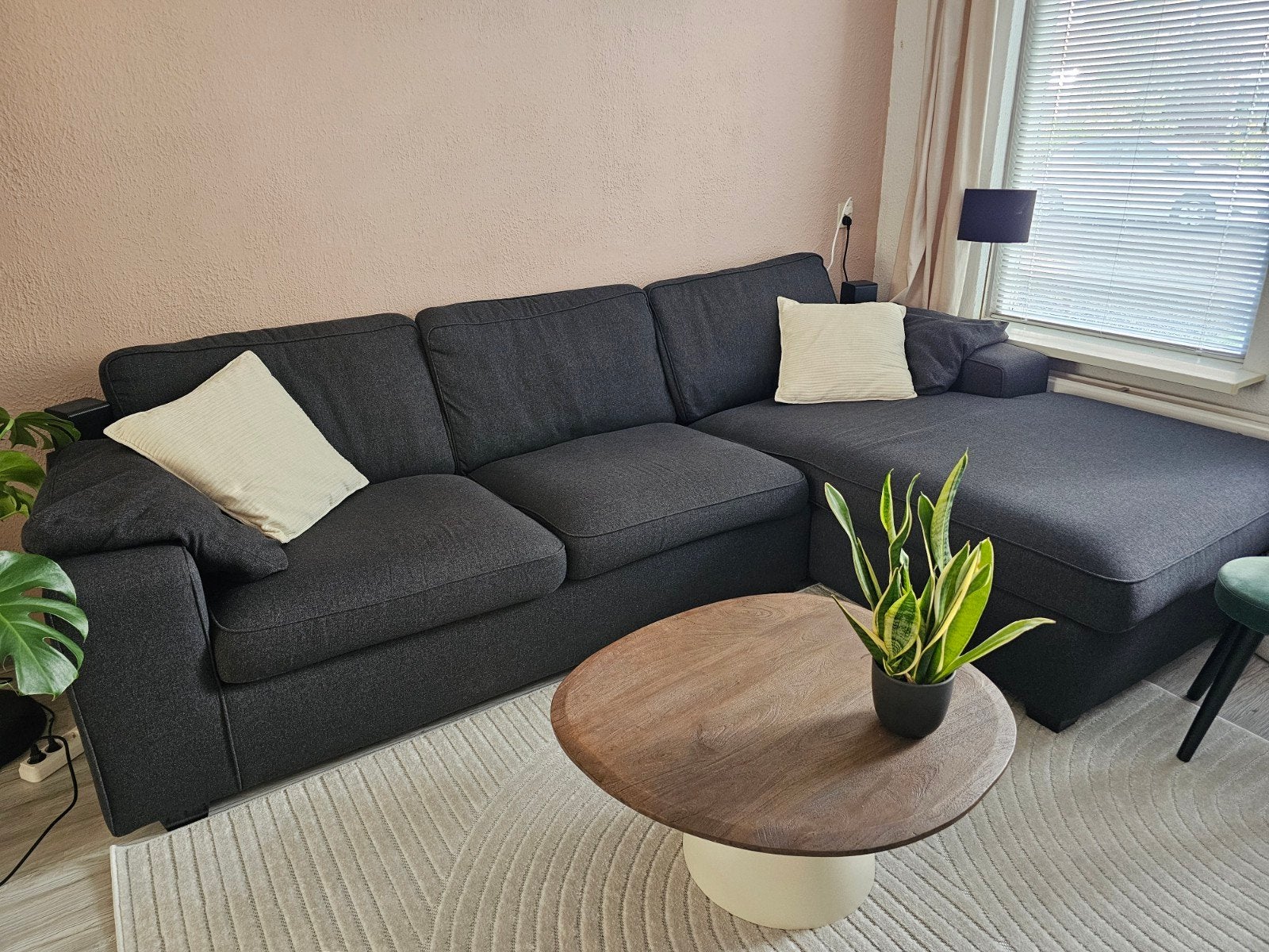 Antracietgrijze loungebank., Ophalen, Hout, Gebruikt, Hoekbank