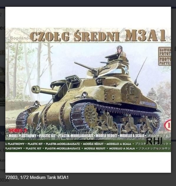 Bouwpakket Mirage-Hobby 72803 1/72 Medium Tank M3A1, Tank, Italeri, 1:32 tot 1:50, Nieuw