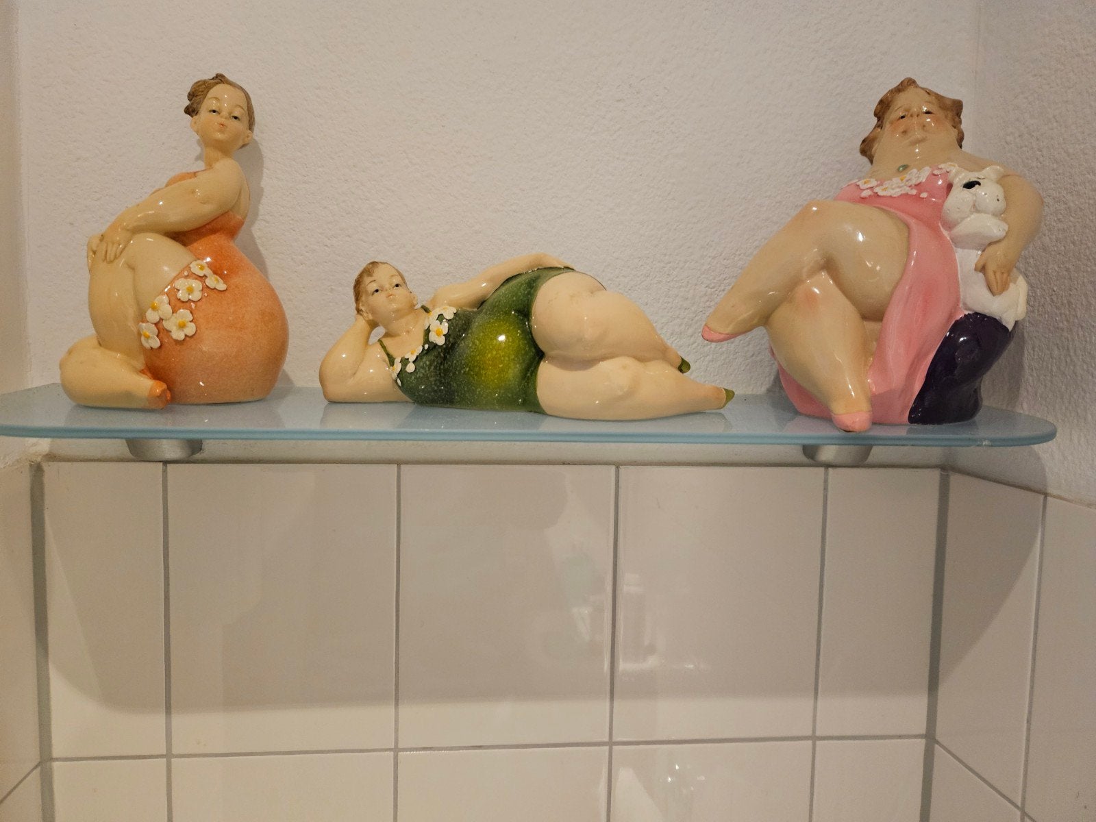 Set van 3 Beeldjes Dikke Dames in Badpak, Ophalen of Verzenden, Zo goed als nieuw, Mens