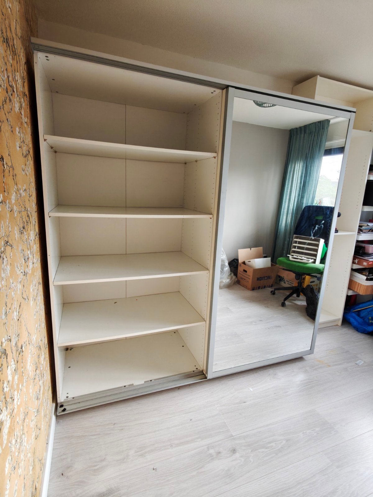 GRATIS Witte kledingkast PAX met 1 spiegel schuifdeur en pla, Ophalen, 200 cm of meer, 150 tot 200 cm, Modern