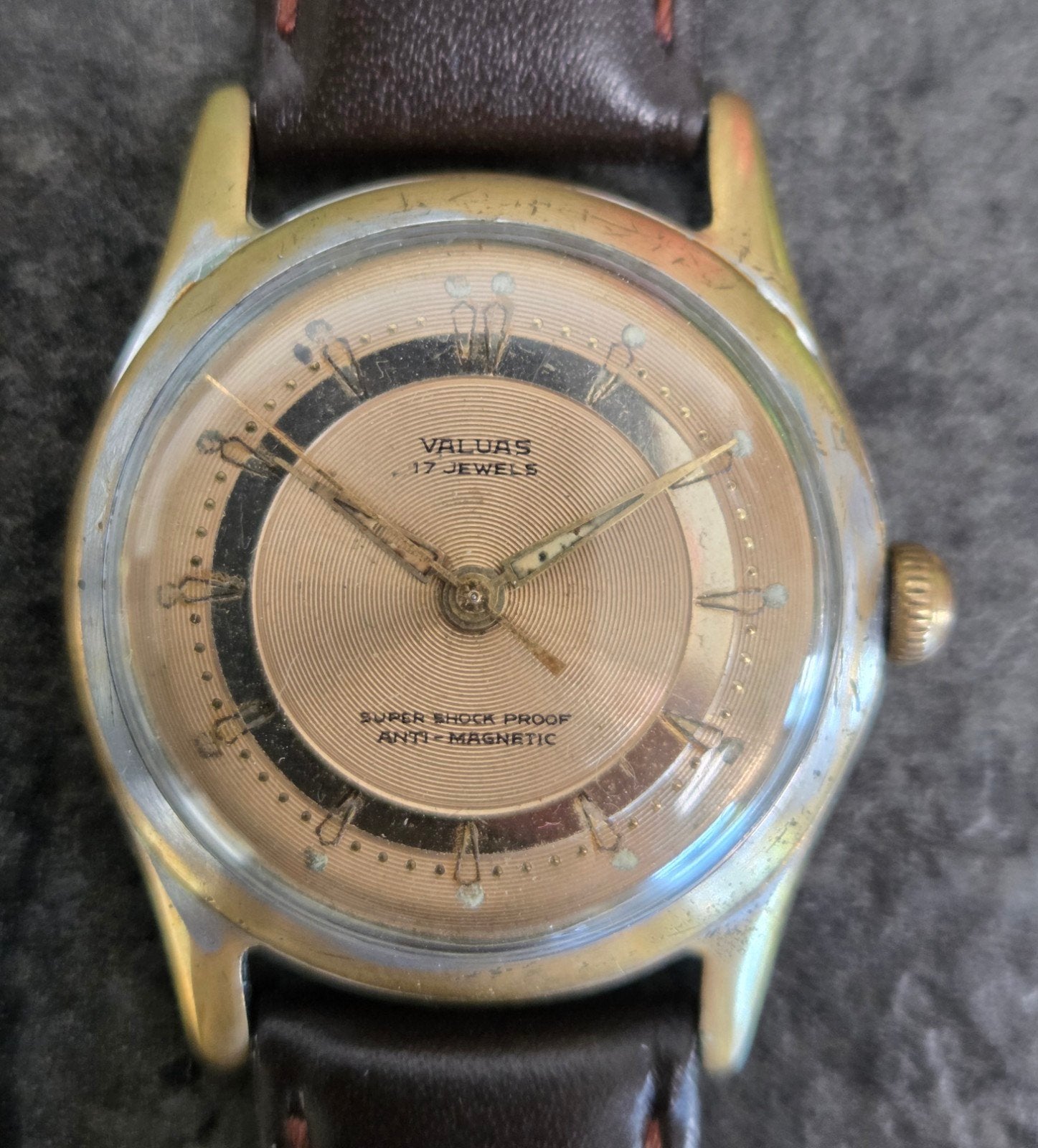 Valuas herenhorloge jaren 60, Sieraden, Tassen en Uiterlijk, Horloges | Antiek, Overige merken, Staal, Met bandje, Polshorloge