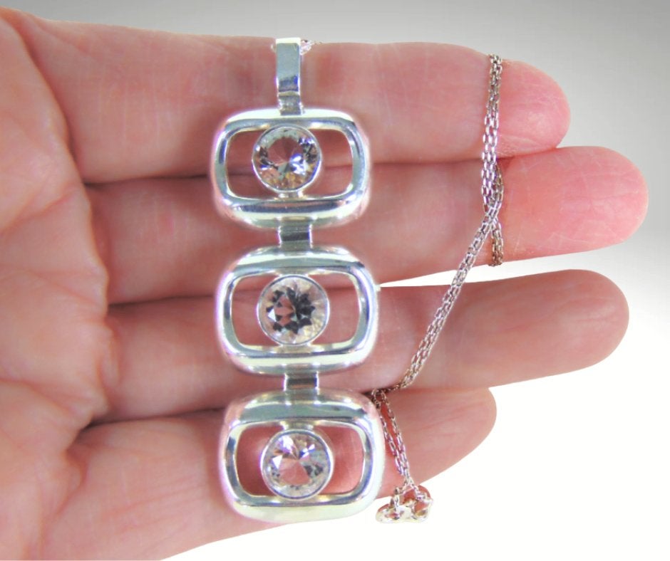 Prachtige GROTE 835 zilver MODERNIST bergkristal hanger!, Verzenden, Zo goed als nieuw, X, Met edelsteen
