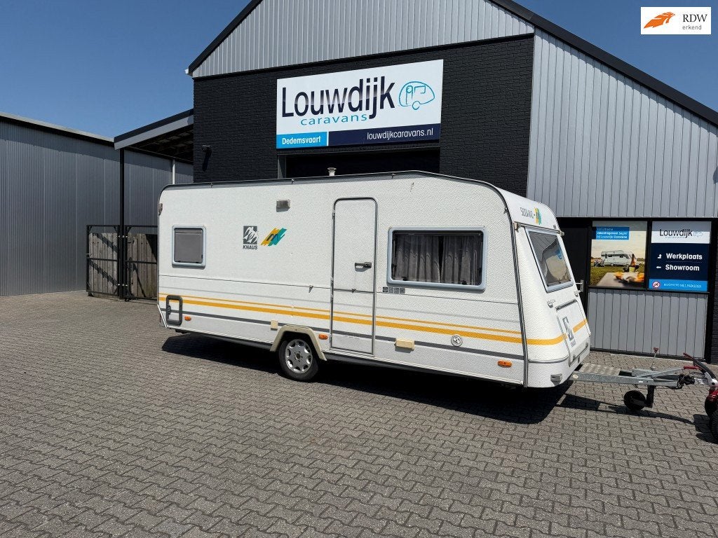 KNAUS Südwind 495 TF ’96 (Fransbed, Rondzit), Caravans en Kamperen, Caravans, Rondzit, Vast bed, Bedrijf, 6 tot 7 meter